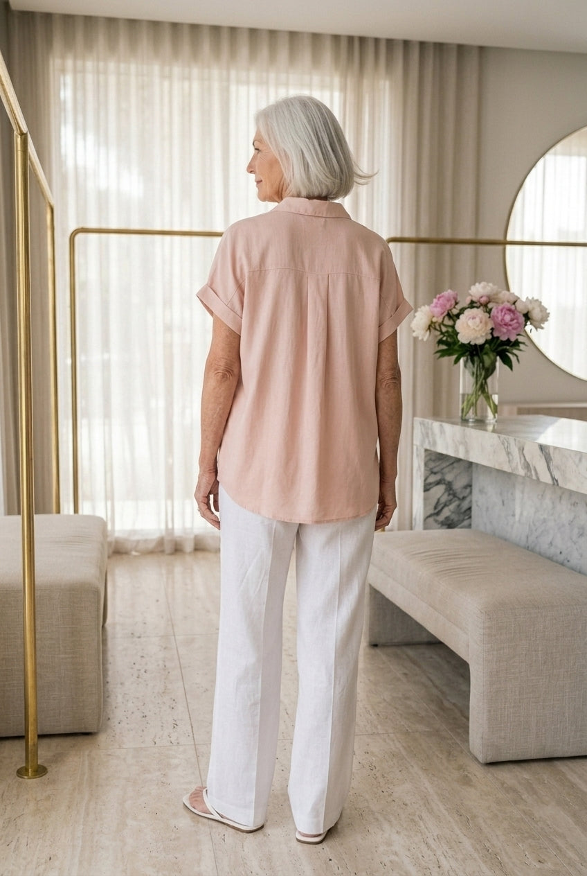 Celestine Leonie | Button-Down Short-Sleeve Blouse