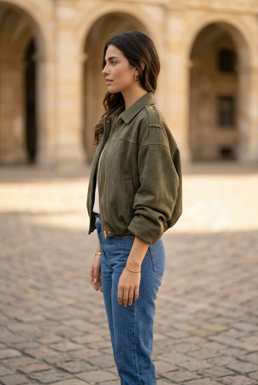 Tea | Cropped Bomber Jacket