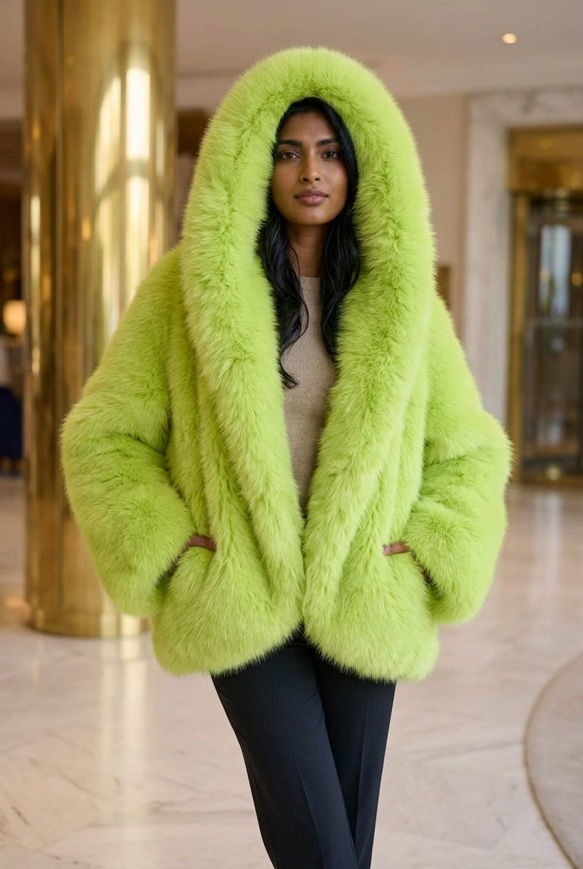 Dagmar | Oversized Faux Fur Hooded Coat