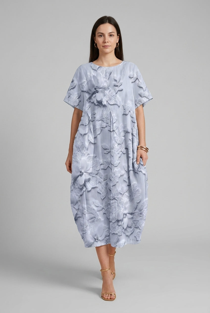 Elegant Loose Dress for Women, Round Neck Flowing Silhouette, for Casual, Social Gatherings & Everyday Wear