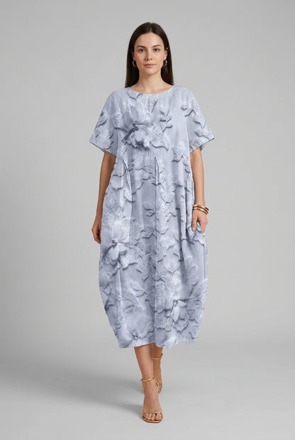 Elegant Loose Dress for Women, Round Neck Flowing Silhouette, for Casual, Social Gatherings & Everyday Wear