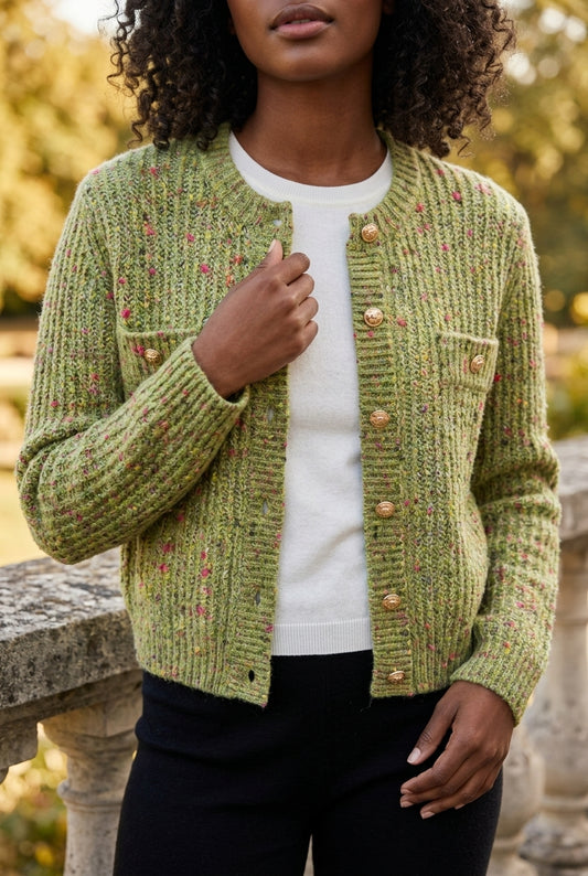Divya | Cropped Crew Neck Cardigan