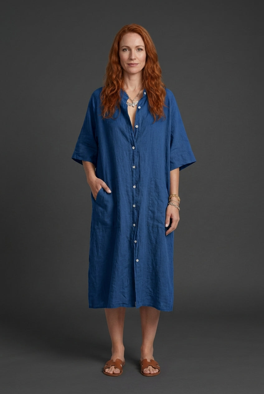 Relaxed Shirt Dress for Women, Lightweight Button-Front Bohemian, for Vacation, Casual Wear, Beach & Everyday
