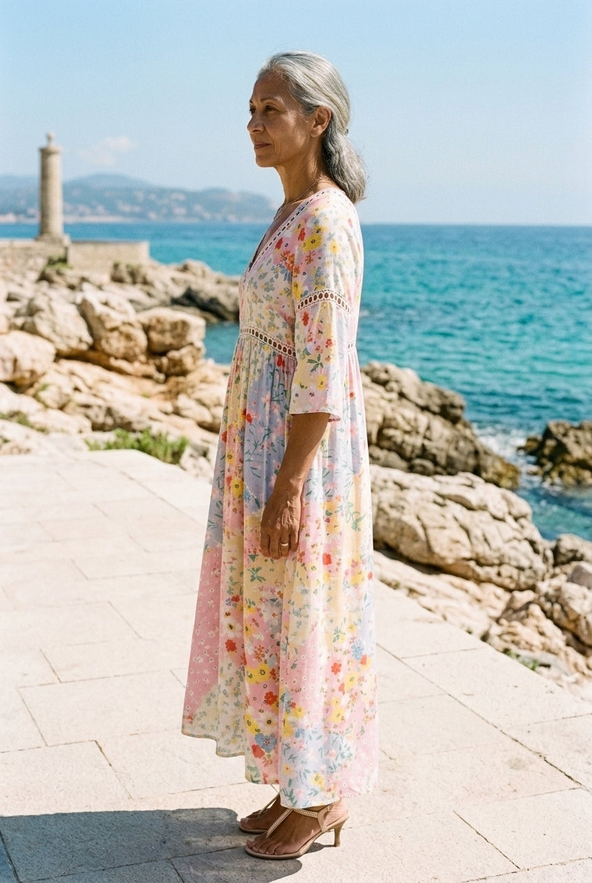 Mercedes | Floral Patchwork V-Neck Dress