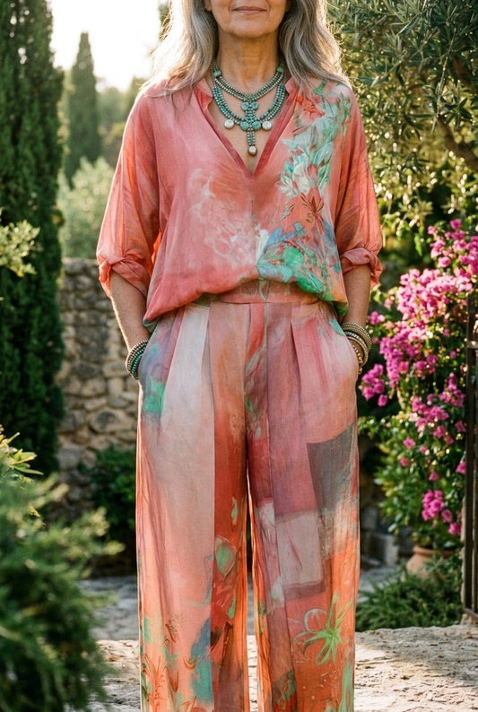 Alicia | Floral Wide-Leg Two-Piece Set