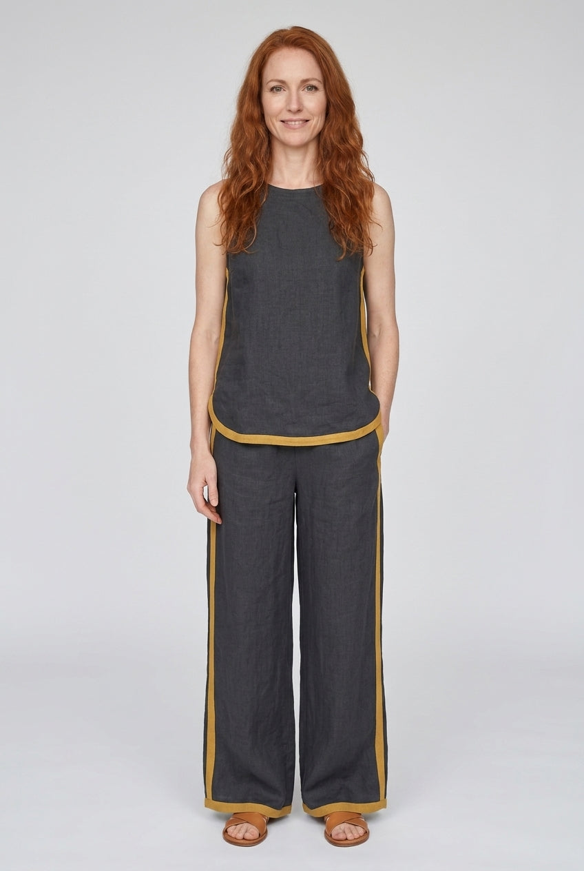 Elegant Sleeveless Wide-Leg Trouser Set for Women, Lightweight Relaxed Fit, for Work, Casual & Evening Wear