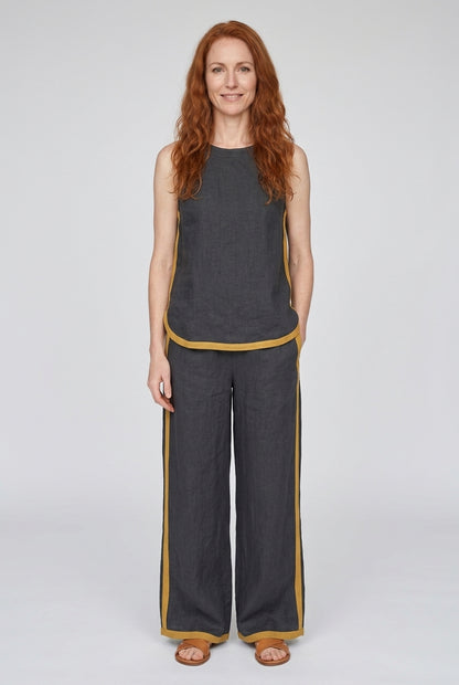 Elegant Sleeveless Wide-Leg Trouser Set for Women, Lightweight Relaxed Fit, for Work, Casual & Evening Wear