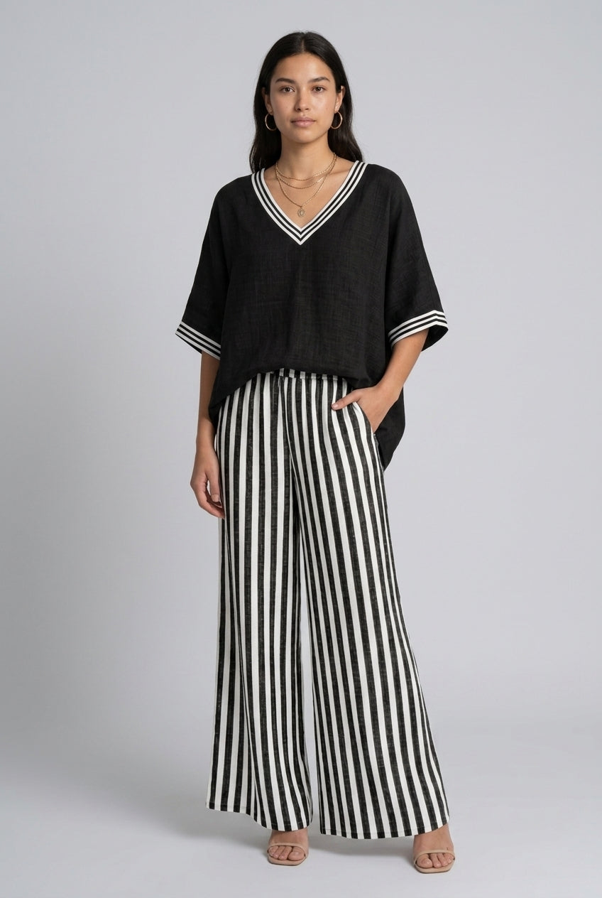 Mirren | Striped V-Neck Coordinated Set