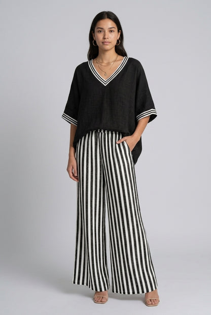 Mirren | Striped V-Neck Coordinated Set