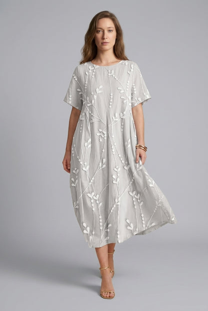 Elegant Loose Dress for Women, Round Neck Flowing Silhouette, for Casual, Social Gatherings & Everyday Wear