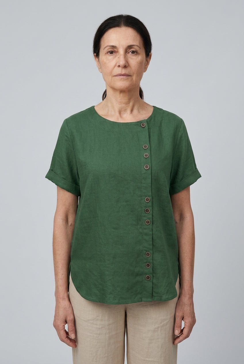 Zenaide | Short Sleeve Round Neck Blouse