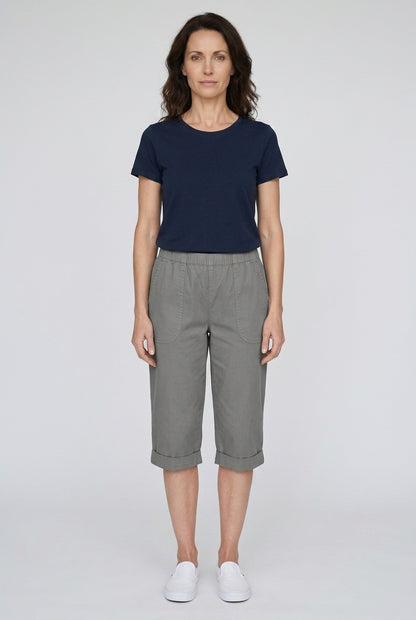 Solid Double Pockets Loose Casual Five-Point Pants