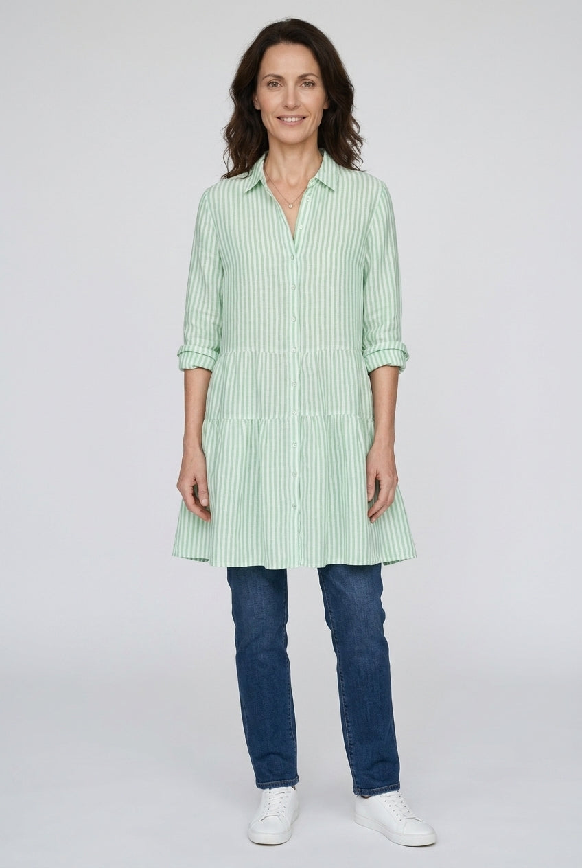 Breezy Striped Dress for Women, Button-Front Vertical Stripe Relaxed Fit, for Summer, Vacation, Brunch & Everyday Wear