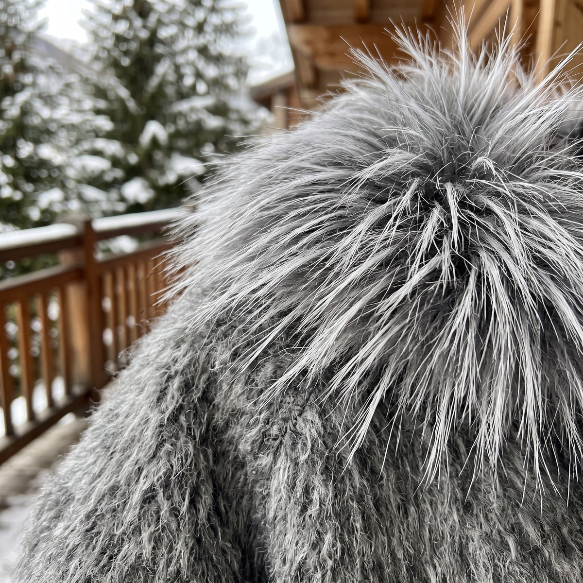 Anine | Quilted Wool Blend Coat with Faux Fur Hood