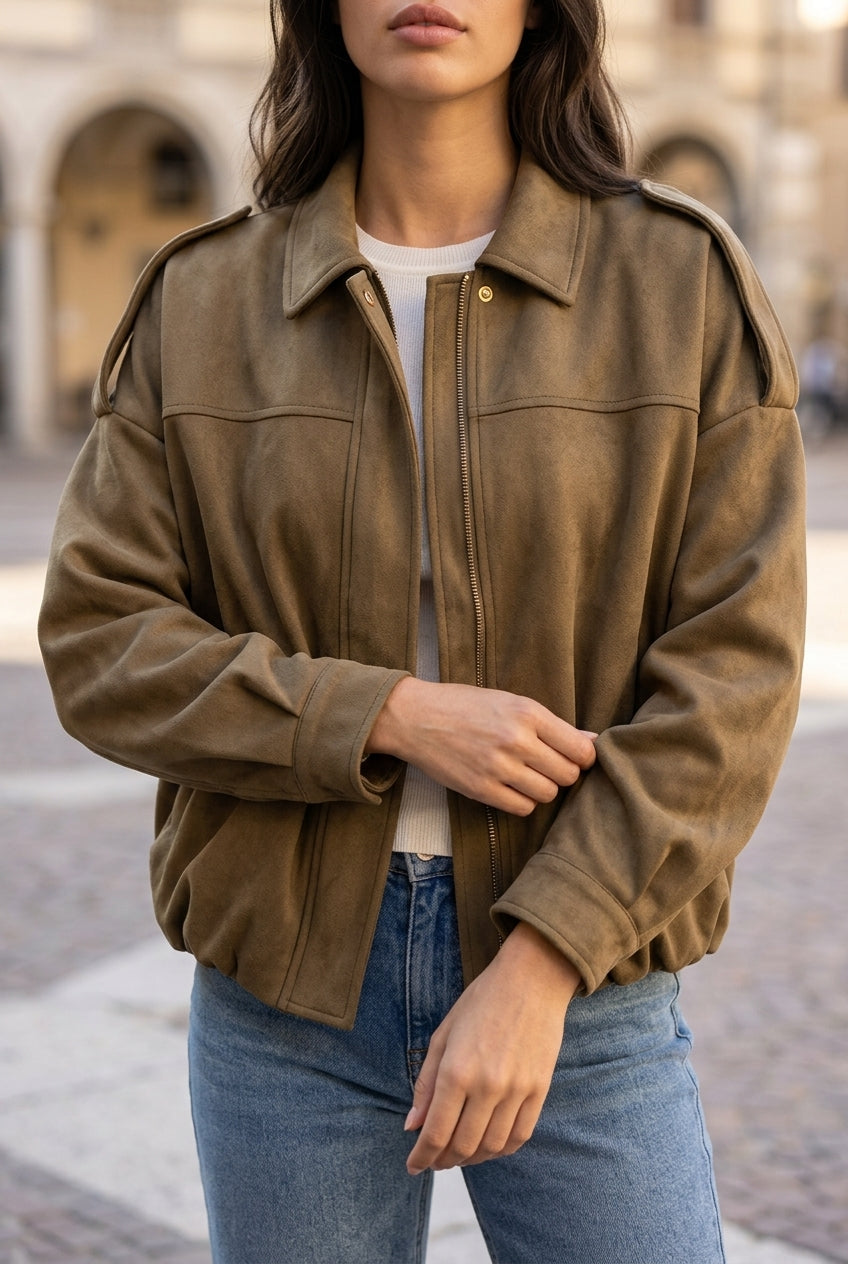 Tea | Cropped Bomber Jacket