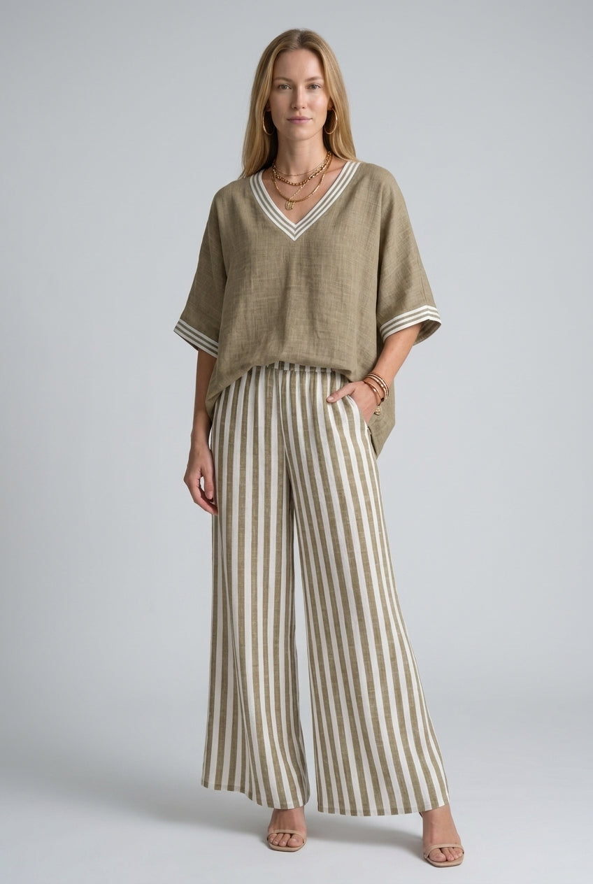 Mirren | Striped V-Neck Coordinated Set