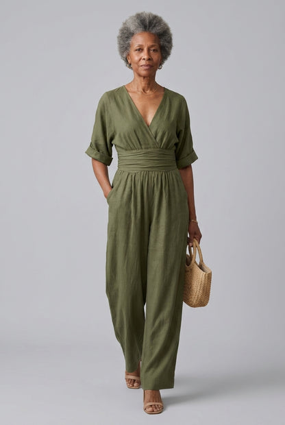 Cassandra | Wrap Wide-Leg Jumpsuit