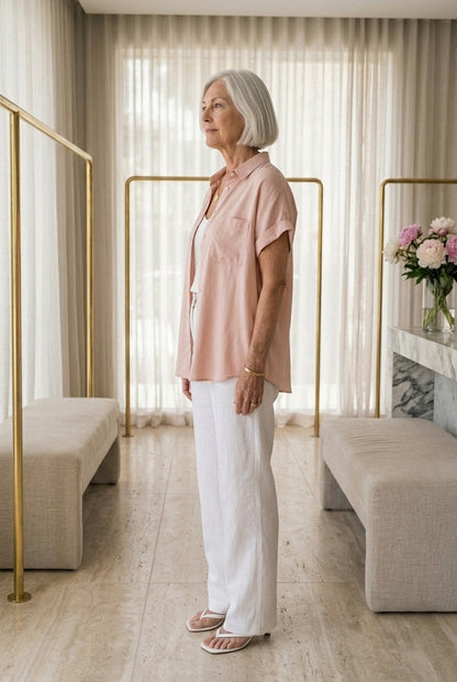 Celestine Leonie | Button-Down Short-Sleeve Blouse