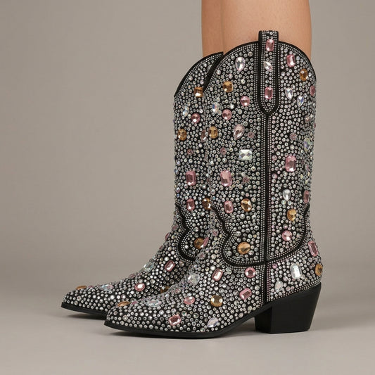 Ilka | Embellished Western Mid-Calf Boot