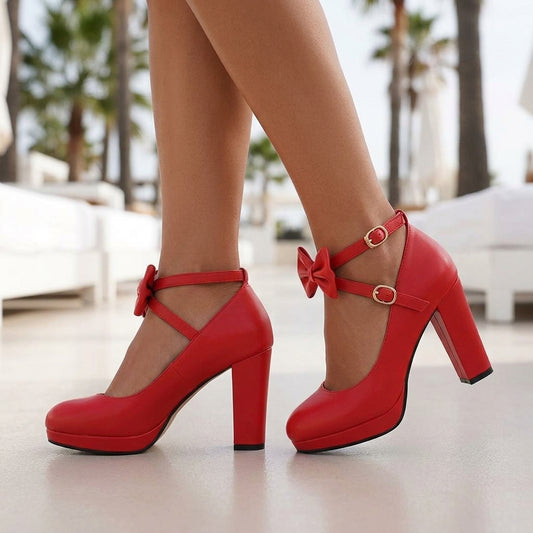 Kestrel Delphine | Bow Strap Block Heel Pump