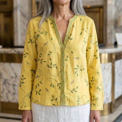 Vela Gitta | Embroidered V-Neck Blouse