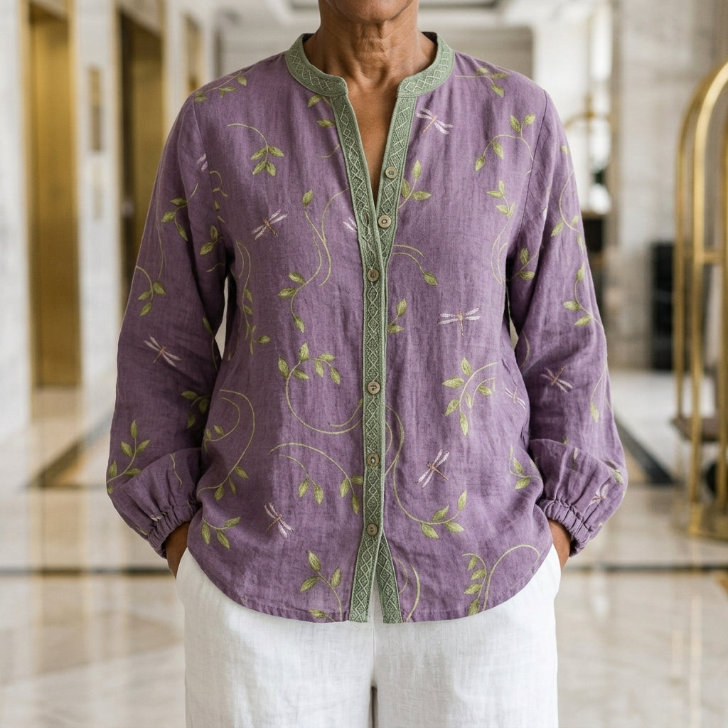 Vela Gitta | Embroidered V-Neck Blouse