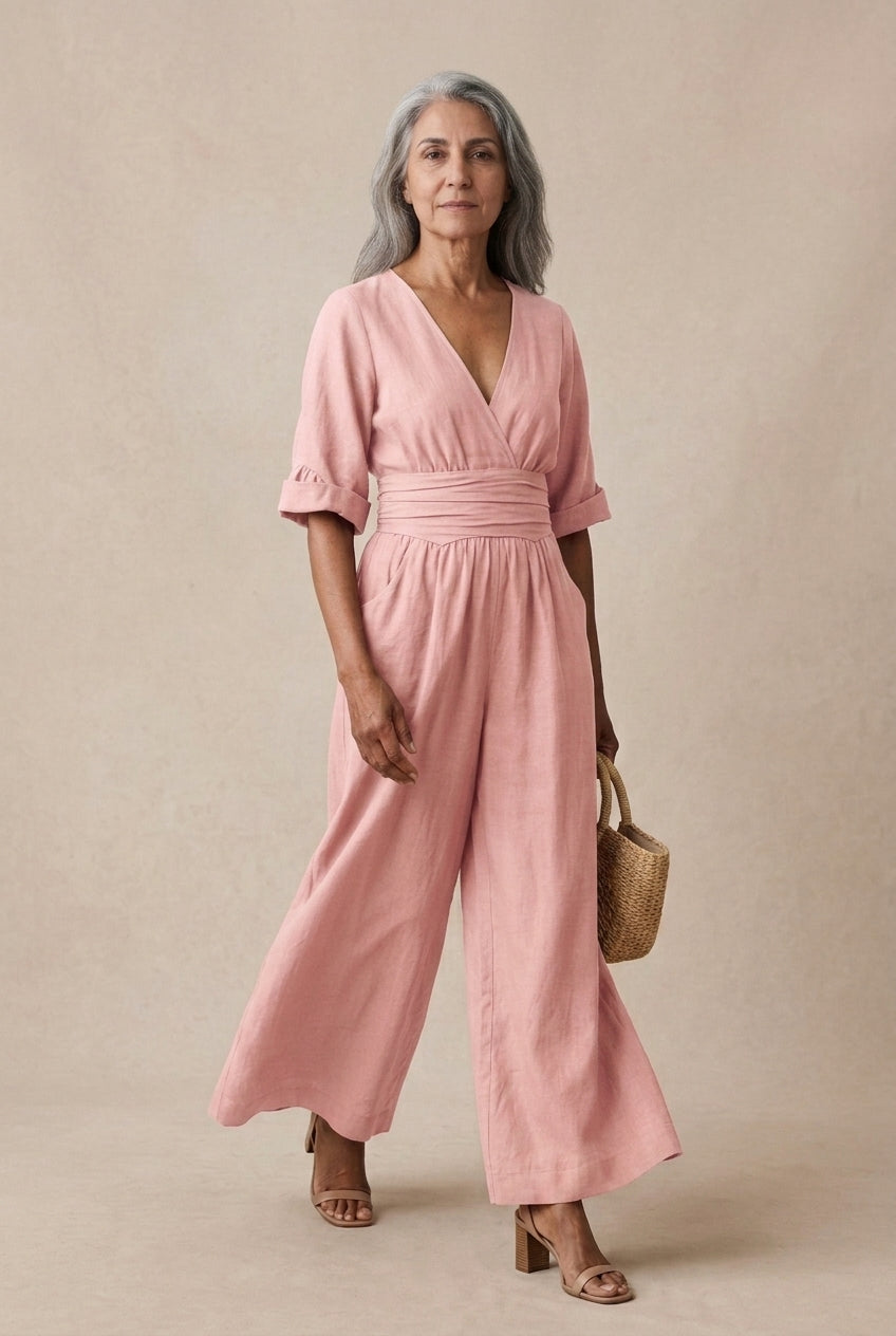 Cassandra | Wrap Wide-Leg Jumpsuit
