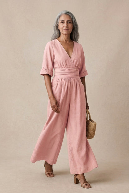 Cassandra | Wrap Wide-Leg Jumpsuit