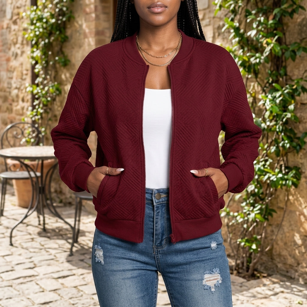 Viva | Diamond-Quilted Cropped Bomber