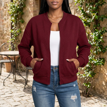 Viva | Diamond-Quilted Cropped Bomber