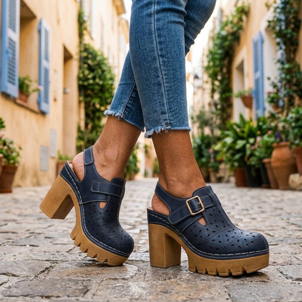 Edith | Vintage Floral Platform Clogs