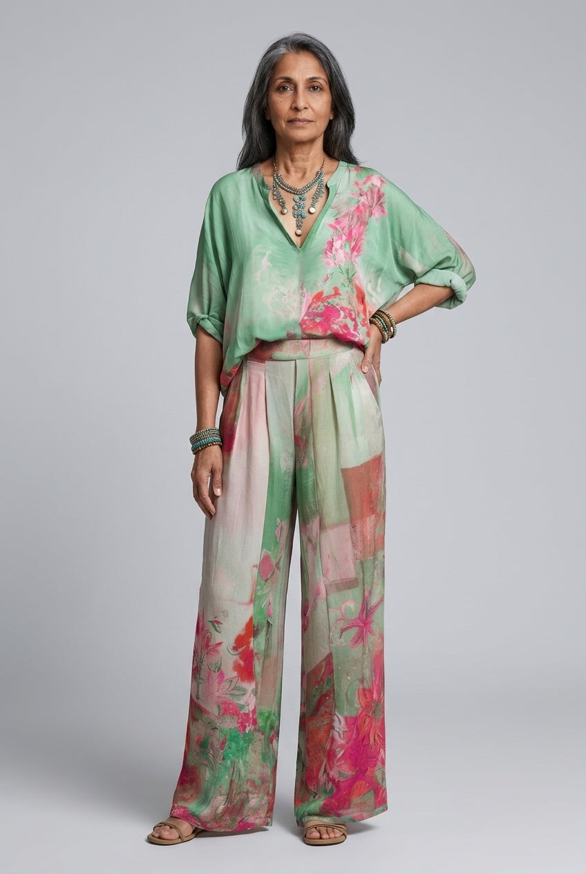Alicia | Floral Wide-Leg Two-Piece Set