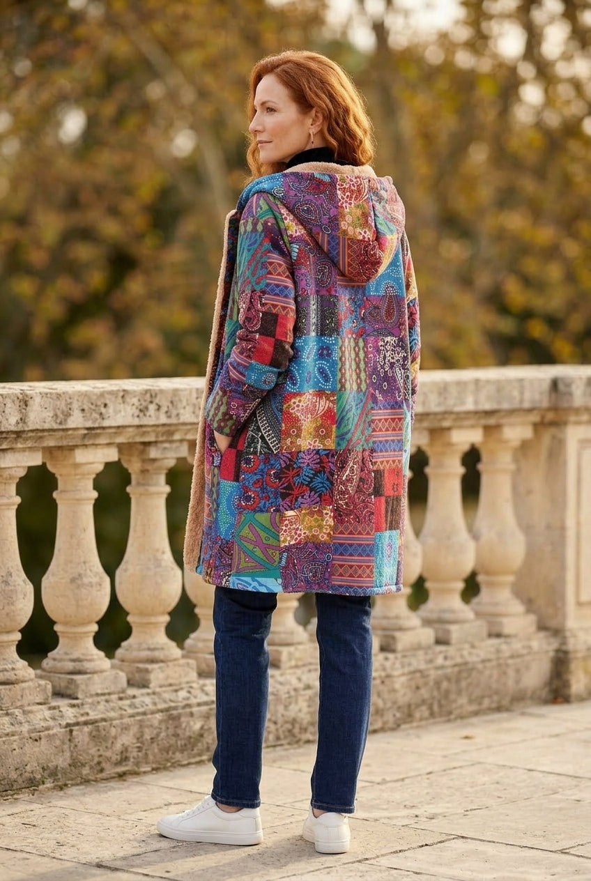 Anni | Fleece-Lined Patchwork Hooded Jacket