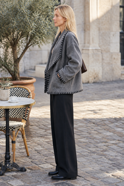 Ylvya | Striped Button Cardigan Jacket