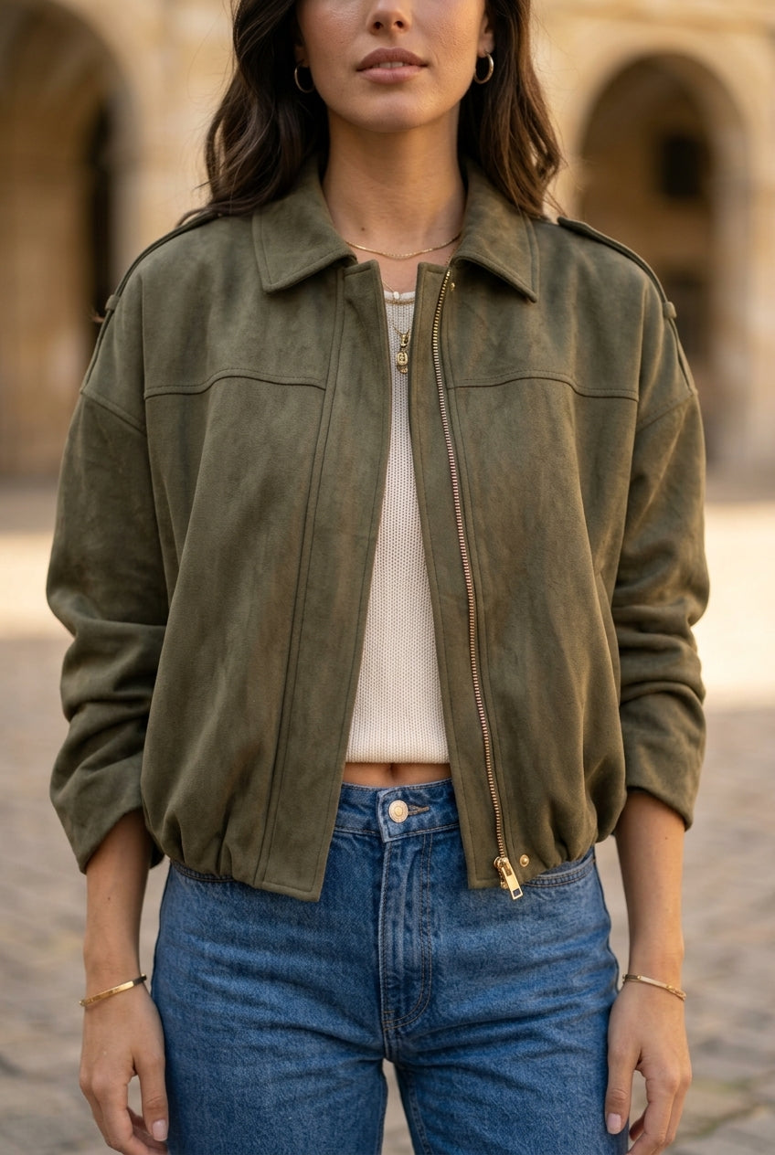 Tea | Cropped Bomber Jacket