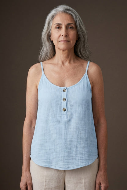 Elegant Button-Front Blouse for Women, Strap Detail Lightweight, for Work, Casual, Date Night & Everyday Wear