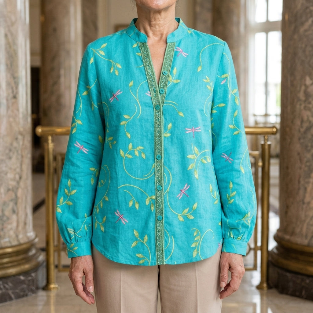 Vela Gitta | Embroidered V-Neck Blouse