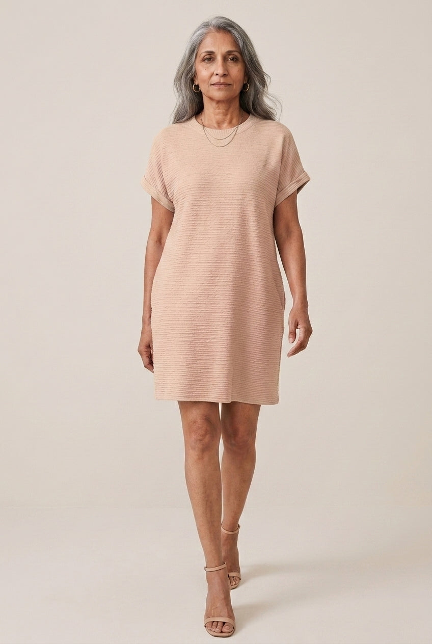 Cosette Tamsyn | Textured Crew Neck Mini Dress