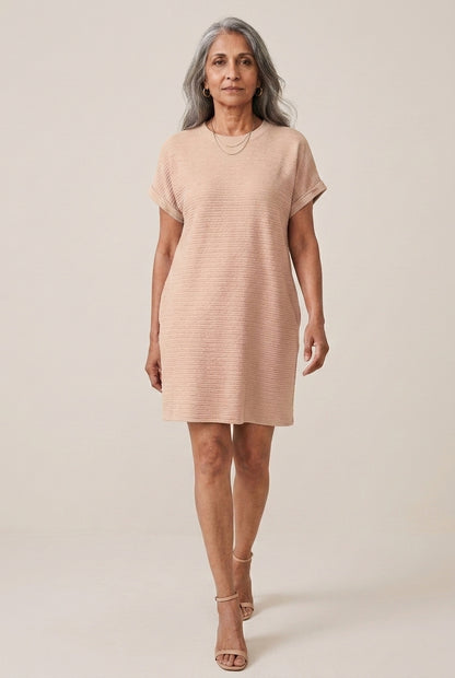 Cosette Tamsyn | Textured Crew Neck Mini Dress