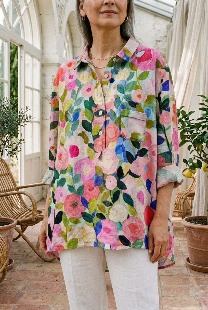 Gwyneth Helena | Floral Oversized Collar Blouse