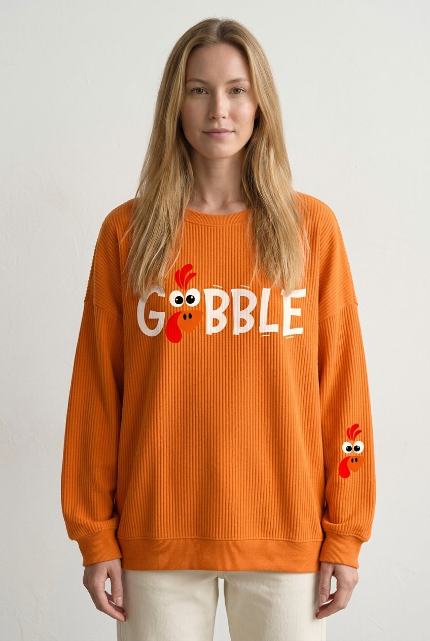 Cozy Thanksgiving Sweatshirt for Women, Soft Relaxed-Fit Graphic Print, for Fall, Holiday Gatherings & Casual Lounging