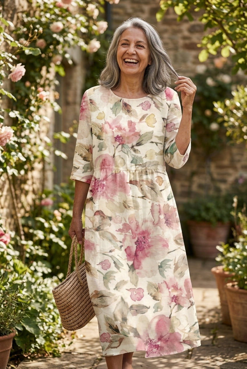 Elegant Pattern Dress for Women, Lightweight Relaxed Structured Fit, for Brunch, Lunch, Family Gatherings & Everyday Wea