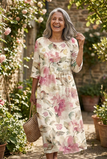 Elegant Pattern Dress for Women, Lightweight Relaxed Structured Fit, for Brunch, Lunch, Family Gatherings & Everyday Wea