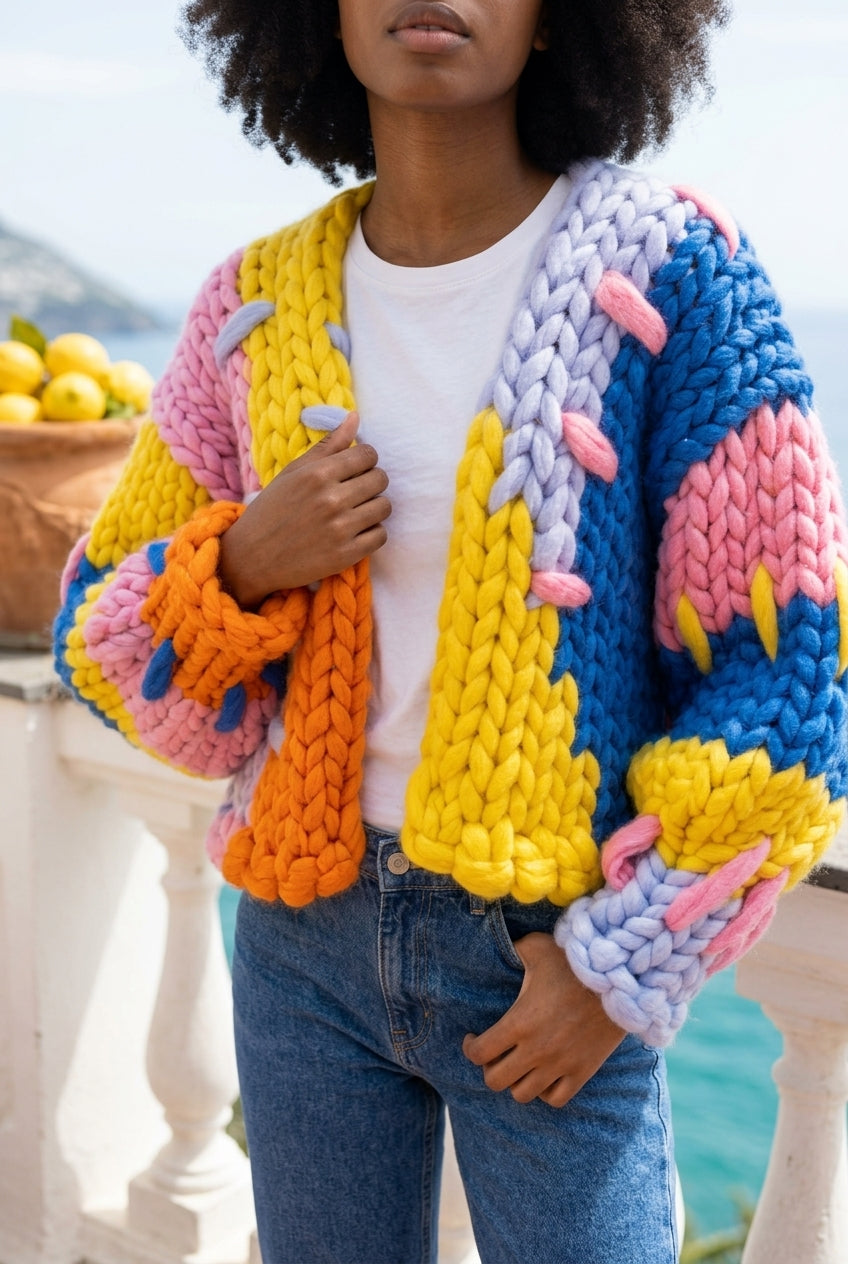 Adara | Color Block Wool Cardigan