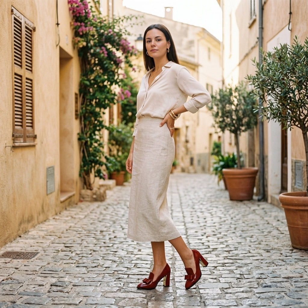Johanna | Leather Bow Mary Jane Heel
