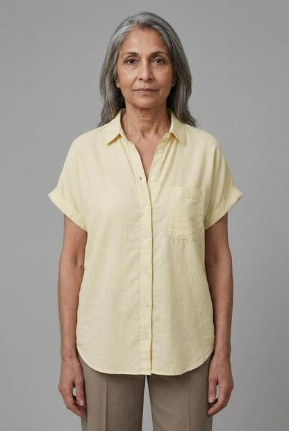 Celestine Leonie | Button-Down Short-Sleeve Blouse