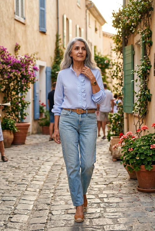 Floriane | Ruffle Trim Button Blouse