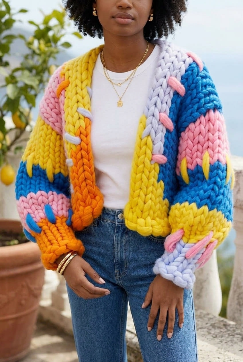 Adara | Color Block Wool Cardigan