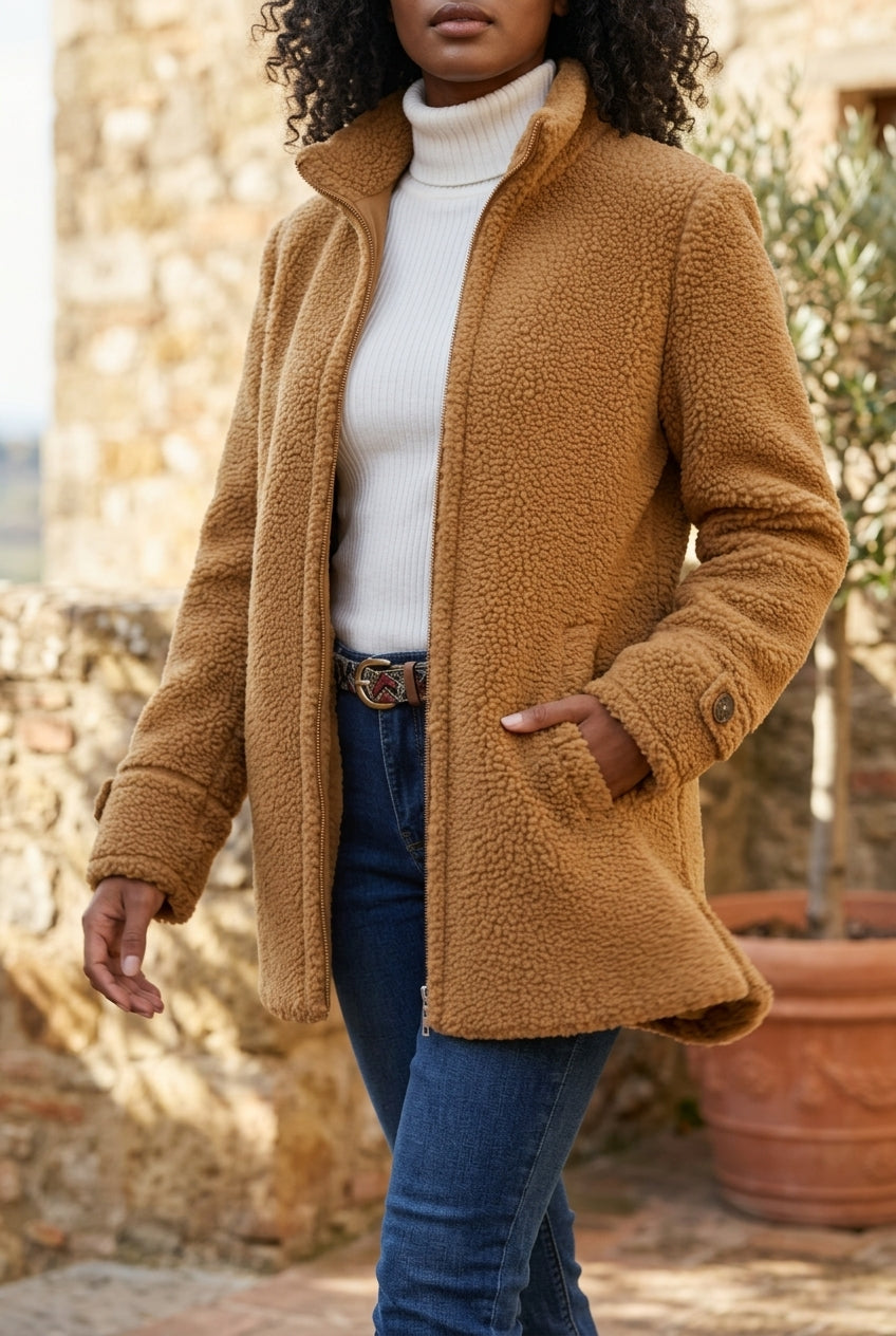 Nel | Sherpa Teddy Zip-Up Coat