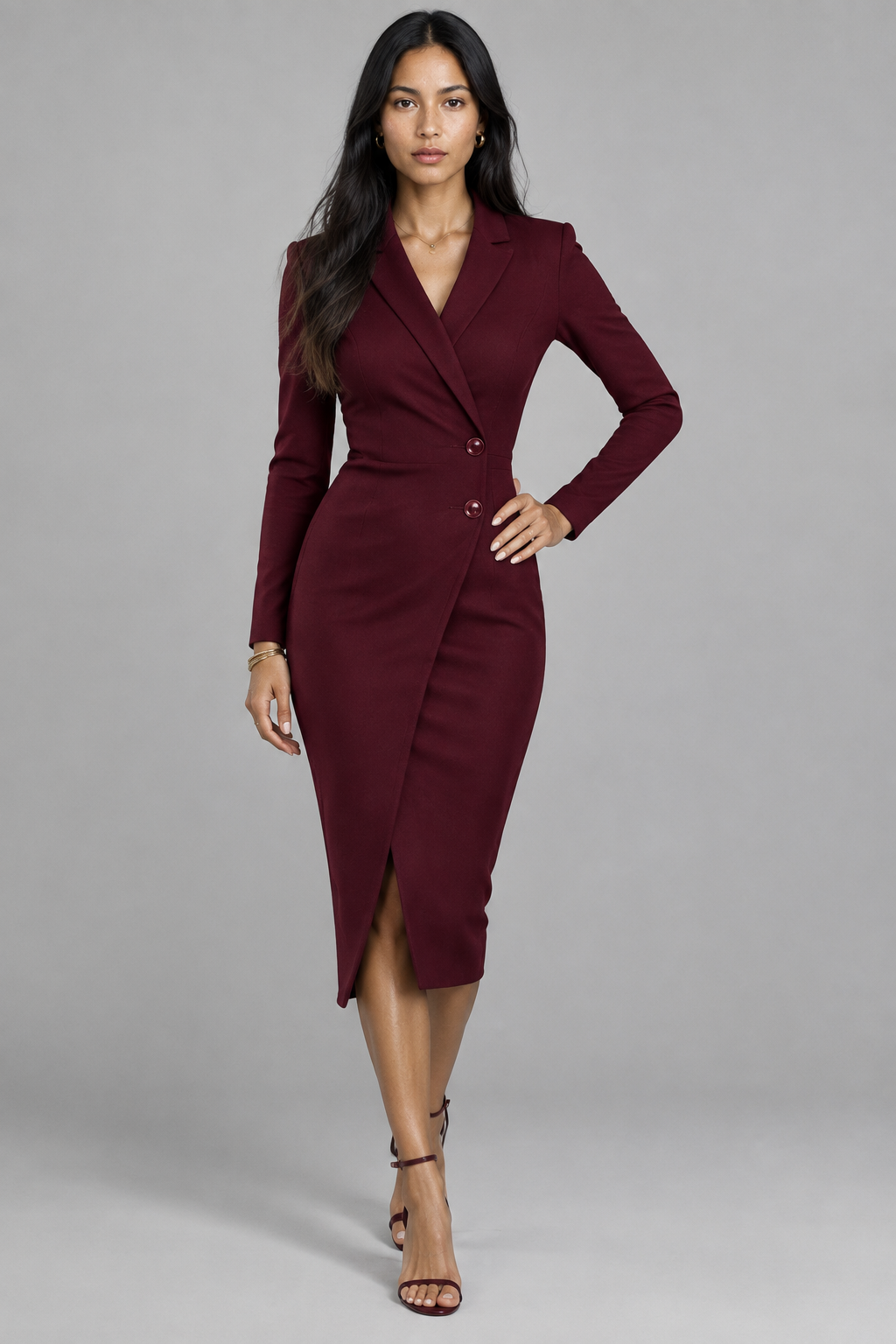 Ooniel | Wrap-Style Tailored Midi Dress